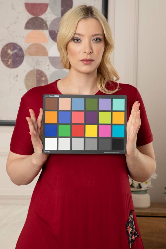 Kadın Büyük Beden Bordo Patchwork Desenli Midi Elbise