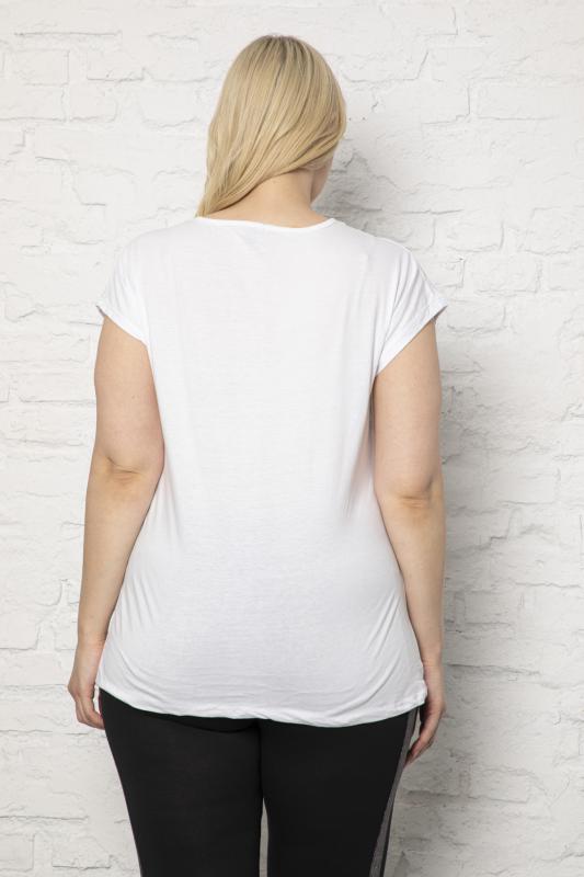 Kadın Büyük Beden Love Baskılı Beyaz T-Shirt