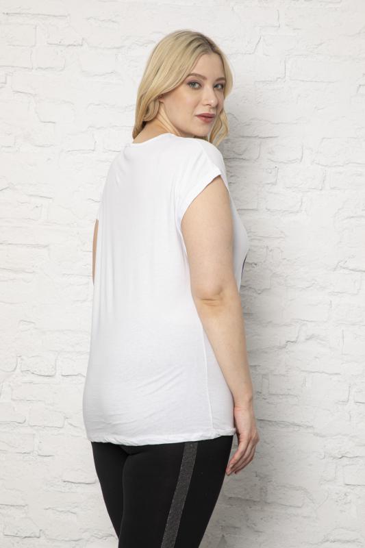 Kadın Büyük Beden Love Baskılı Beyaz T-Shirt