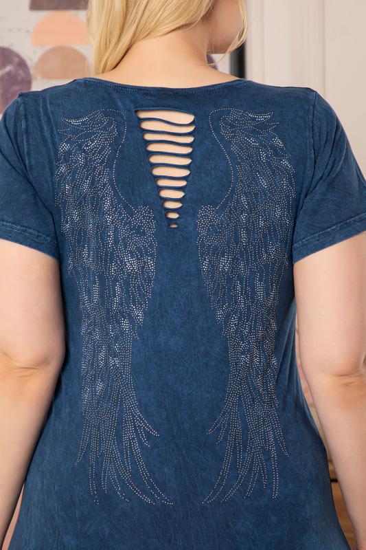 Kadın Büyük Beden Lacivert Denim Görünümlü Sırt Detaylı Elbise
