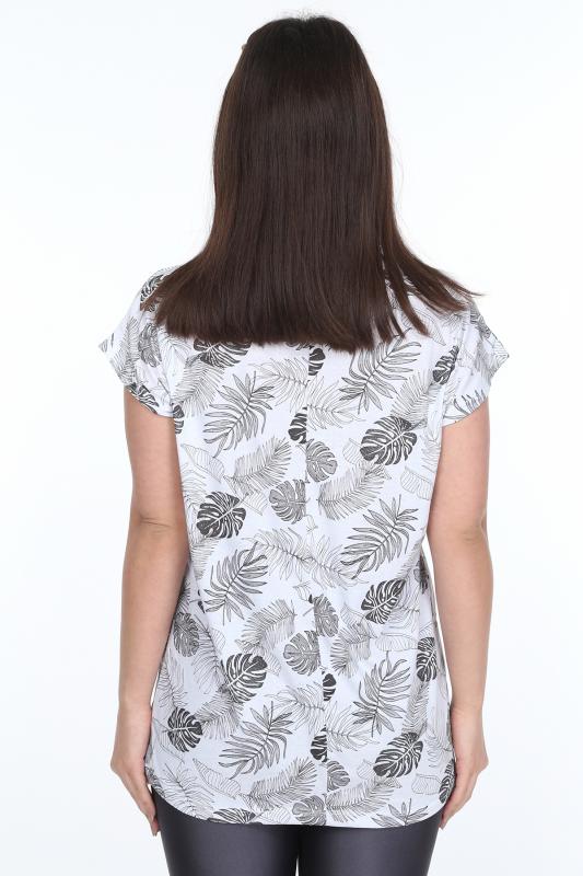 Kadın Büyük Beden Beyaz Desenli Günlük T-Shirt
