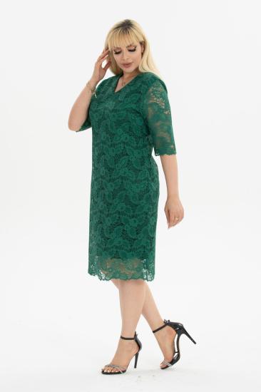 Kadın Büyük Beden Yeşil Simli Midi Abiye Elbise