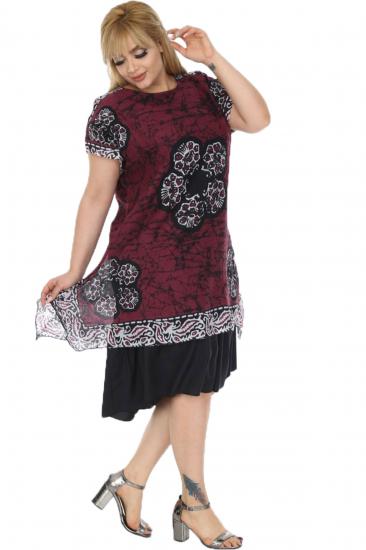 Kadın büyük beden otantik çiçek desenli tülbent kumaş elbise