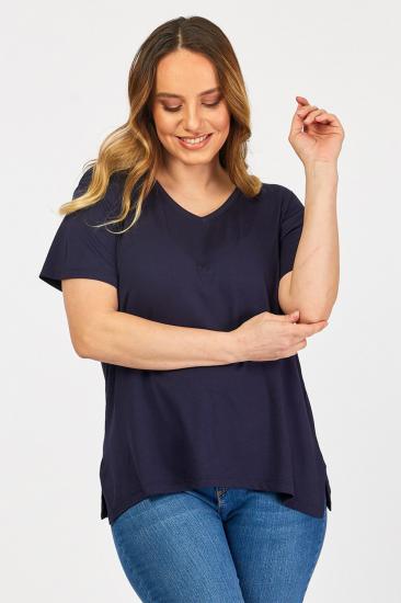 Kadın Büyük Beden Lacivert Basic T-Shirt