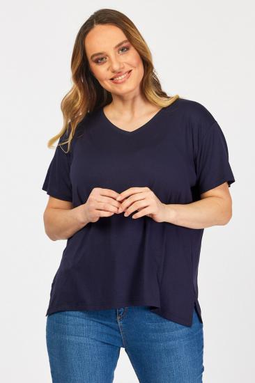 Kadın Büyük Beden Lacivert Basic T-Shirt