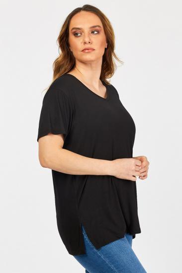 Kadın Büyük Beden Siyah Basic T-Shirt