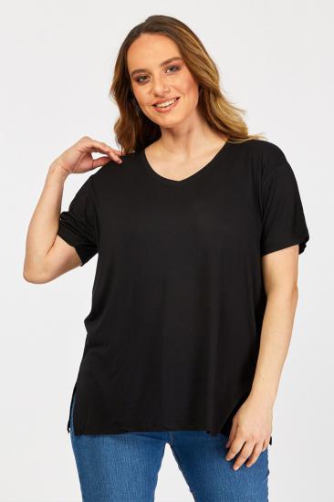Kadın Büyük Beden Siyah Basic T-Shirt